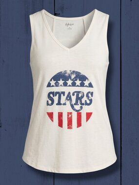Style & Co. Cream Americana Stars Sleeveless Top M